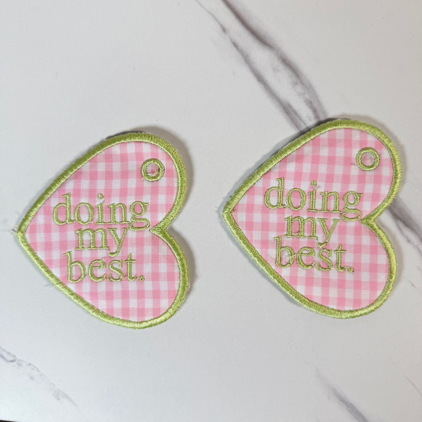 Embroidered Phrase Bag Tag – Tote, Purse & Backpack Accessory – Custom Phrase Option