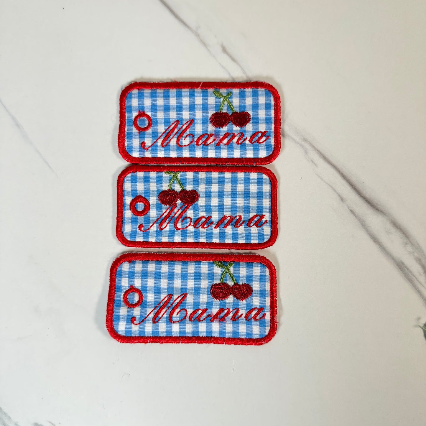 Embroidered Phrase Bag Tag – Tote, Purse & Backpack Accessory – Custom Phrase Option