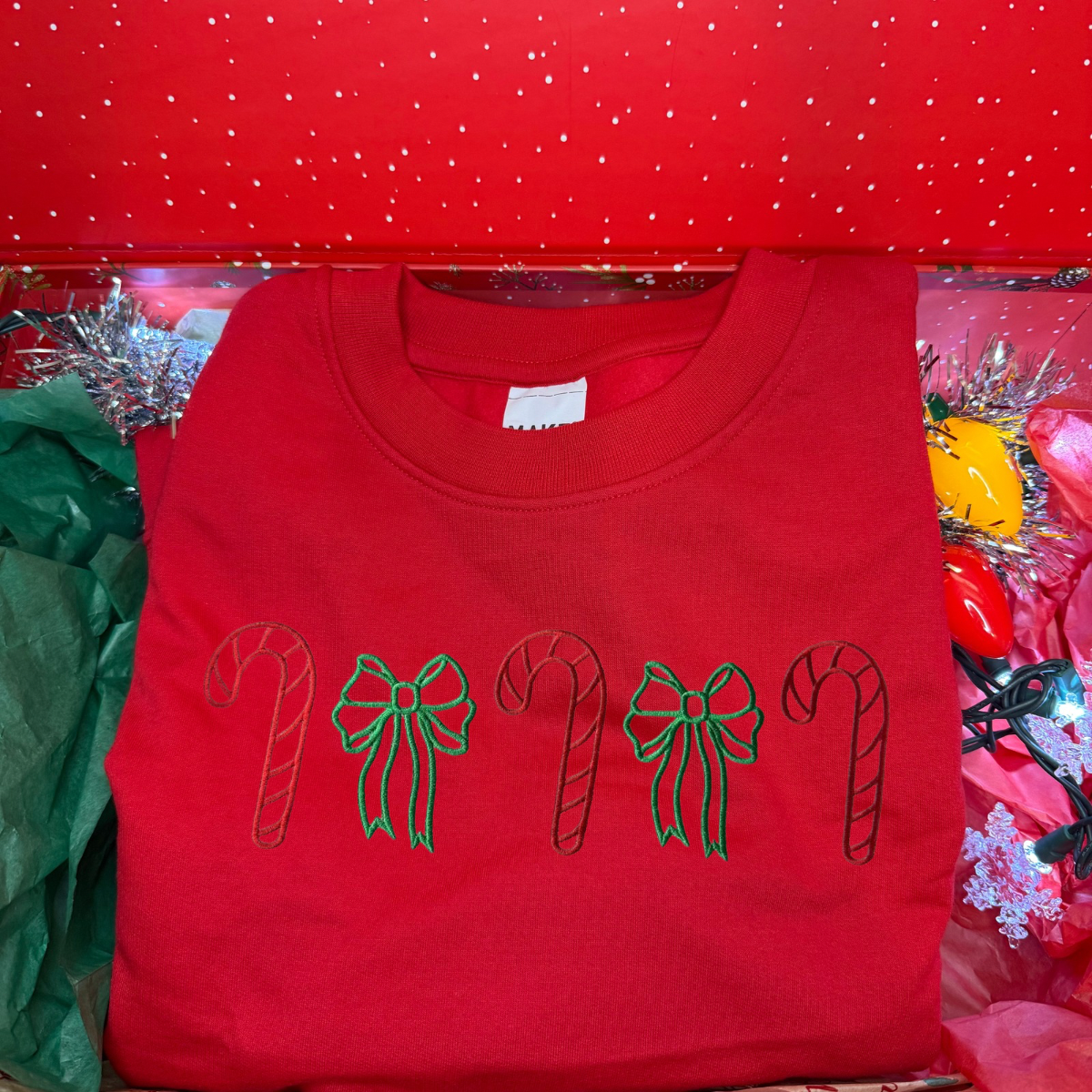 Candy Cane & Bow Sweatshirt