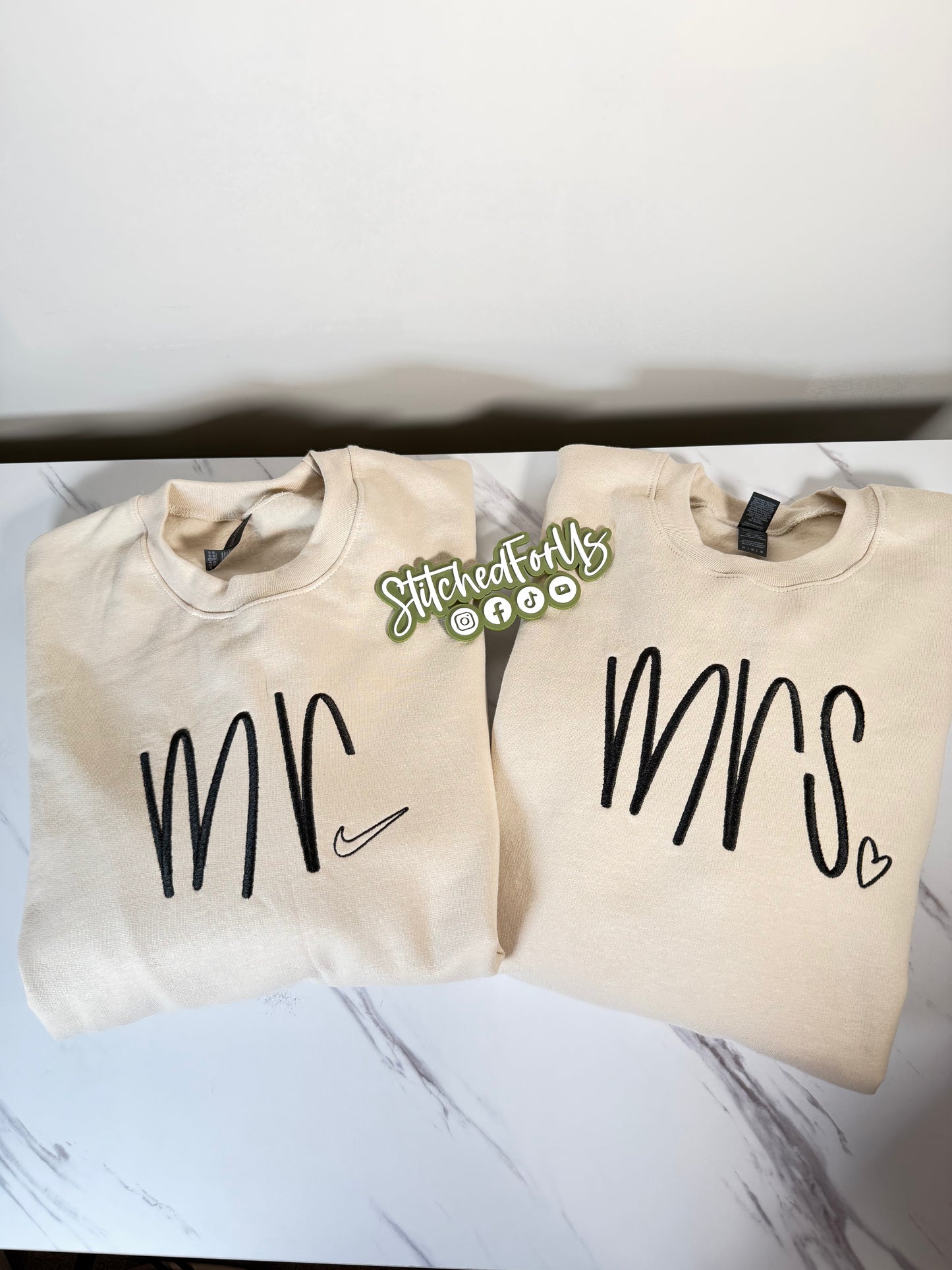 Mr & Mrs Matching Embroidered Sweatshirts | Custom Wedding & Newlywed Gift
